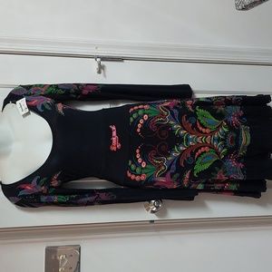 NWT Desigual Vest Bibi Dress Black Floral